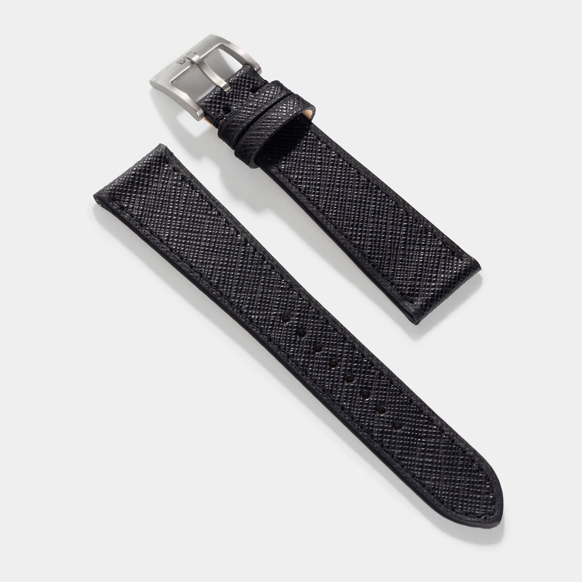 Saffiano Black Leather Watch Strap