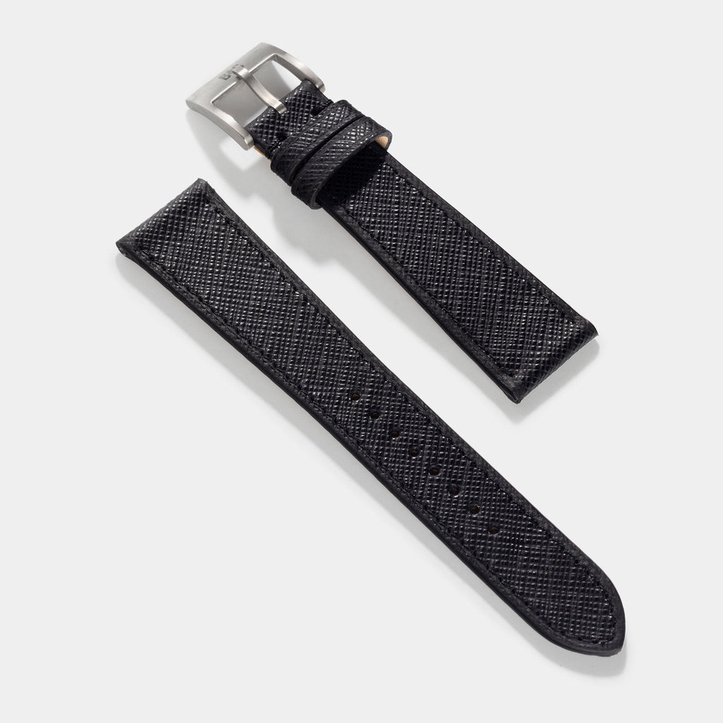 Saffiano Black Leather Watch Strap