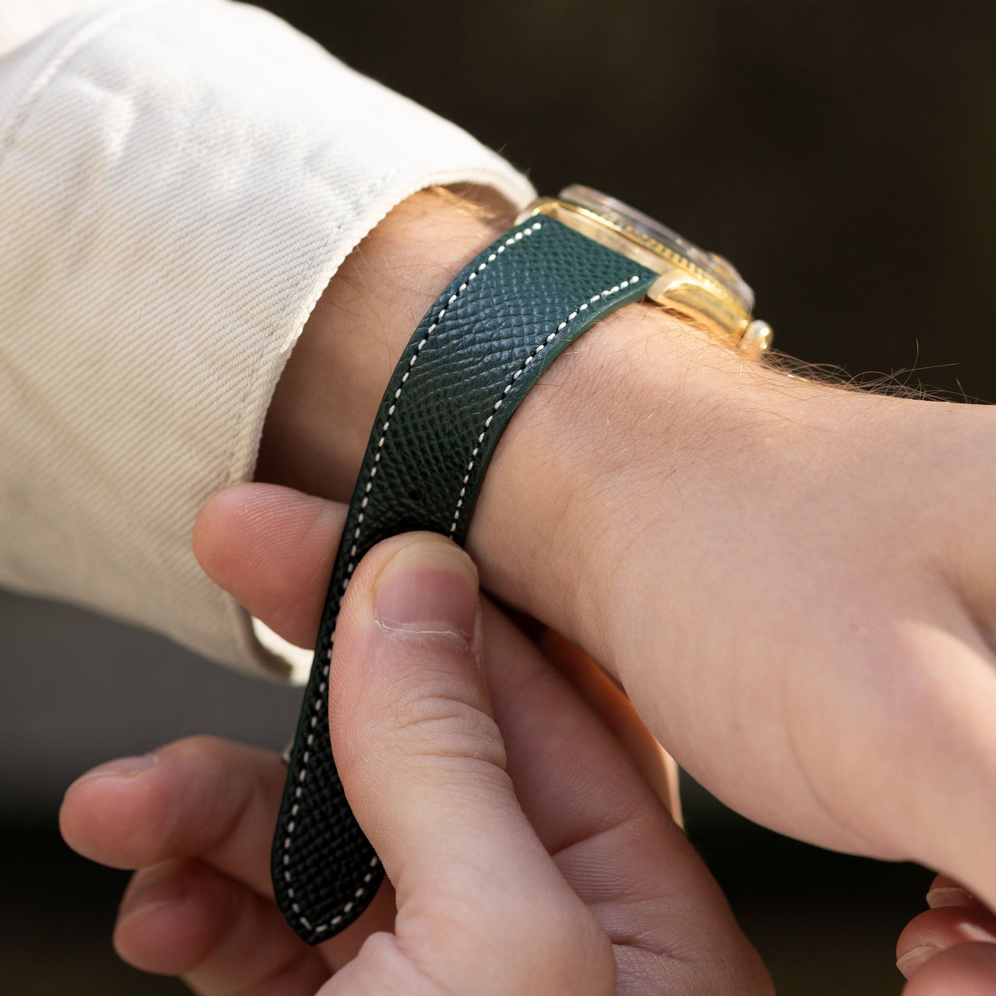 Epsom Dark Green Leather Watch Strap