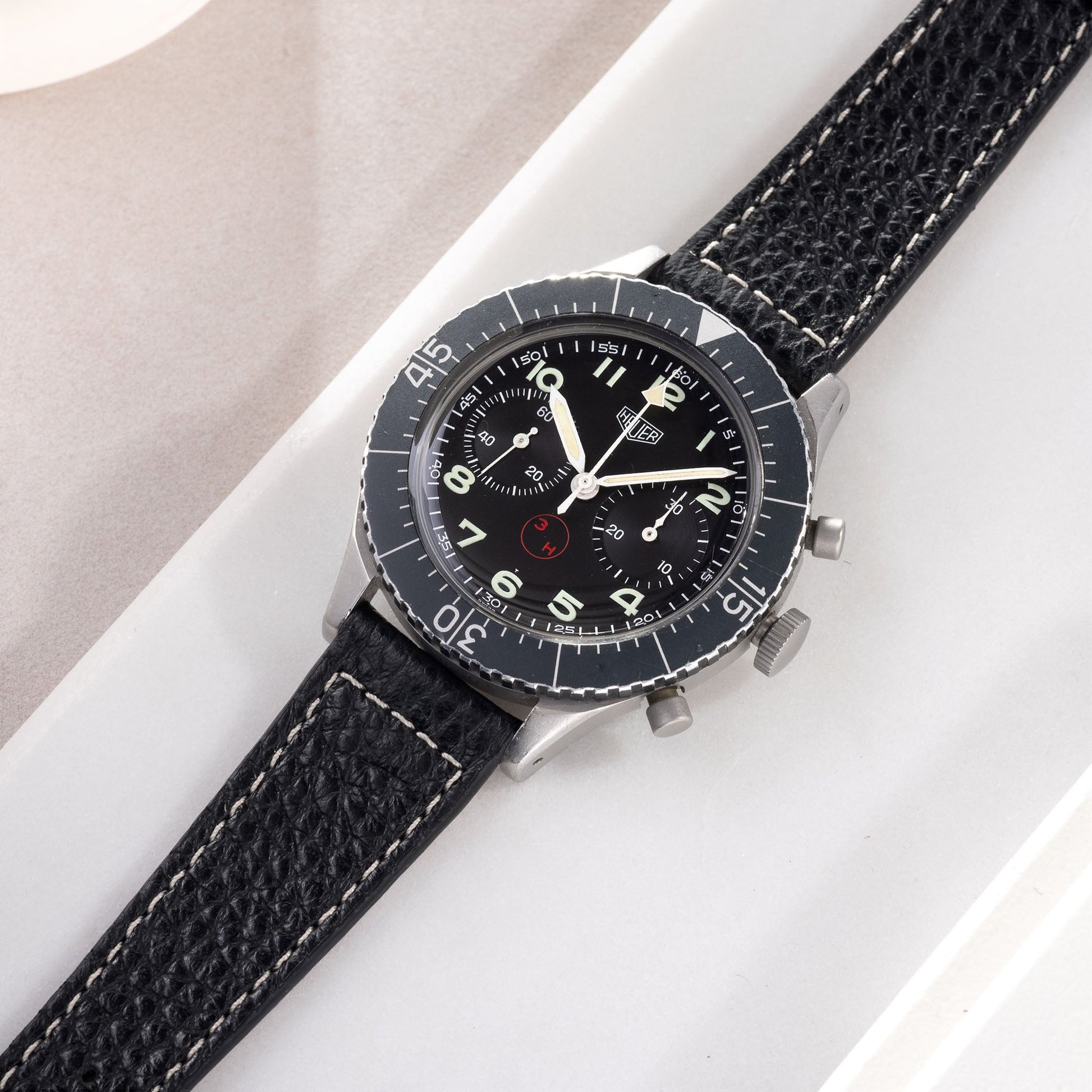 Grained Black Leather Watch Strap
