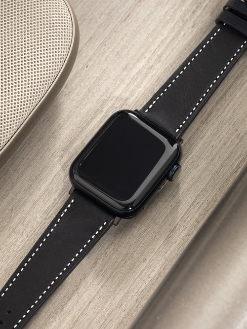 Apple Watch Band - Black Leather - Chevalin